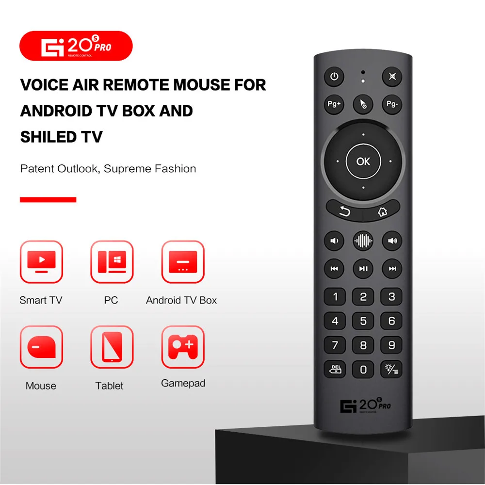 Remote Control Suara dengan Lampu Latar G20S 2.4G Mikrofon Mouse Udara Nirkabel Bluetooth Giroskop IR Belajar untuk Android Tv Box PC