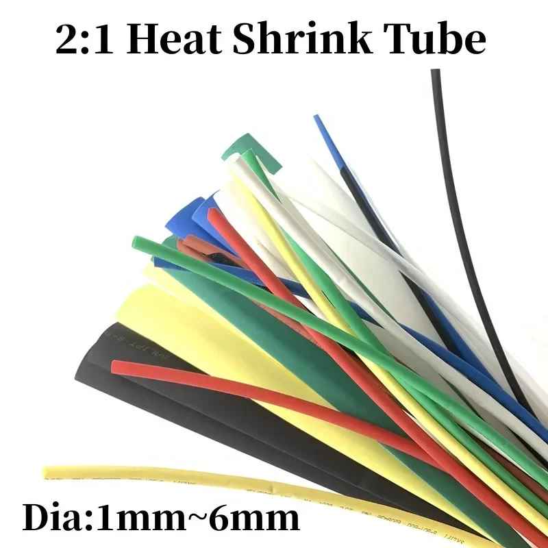 5Meter Dia 1 2 2.5 3 3.5 4 4.5 5 5.5 6mm Heat Shrink Tube 2:1 Polyolefin Thermal Cable Sleeve Insulated