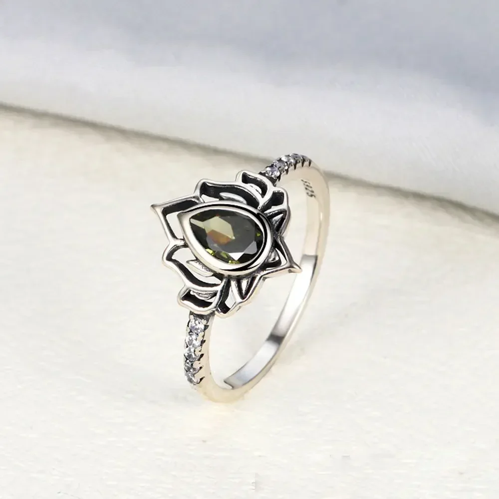 Women's 925 Thai Silver Adjustable Lotus Flower Ring
