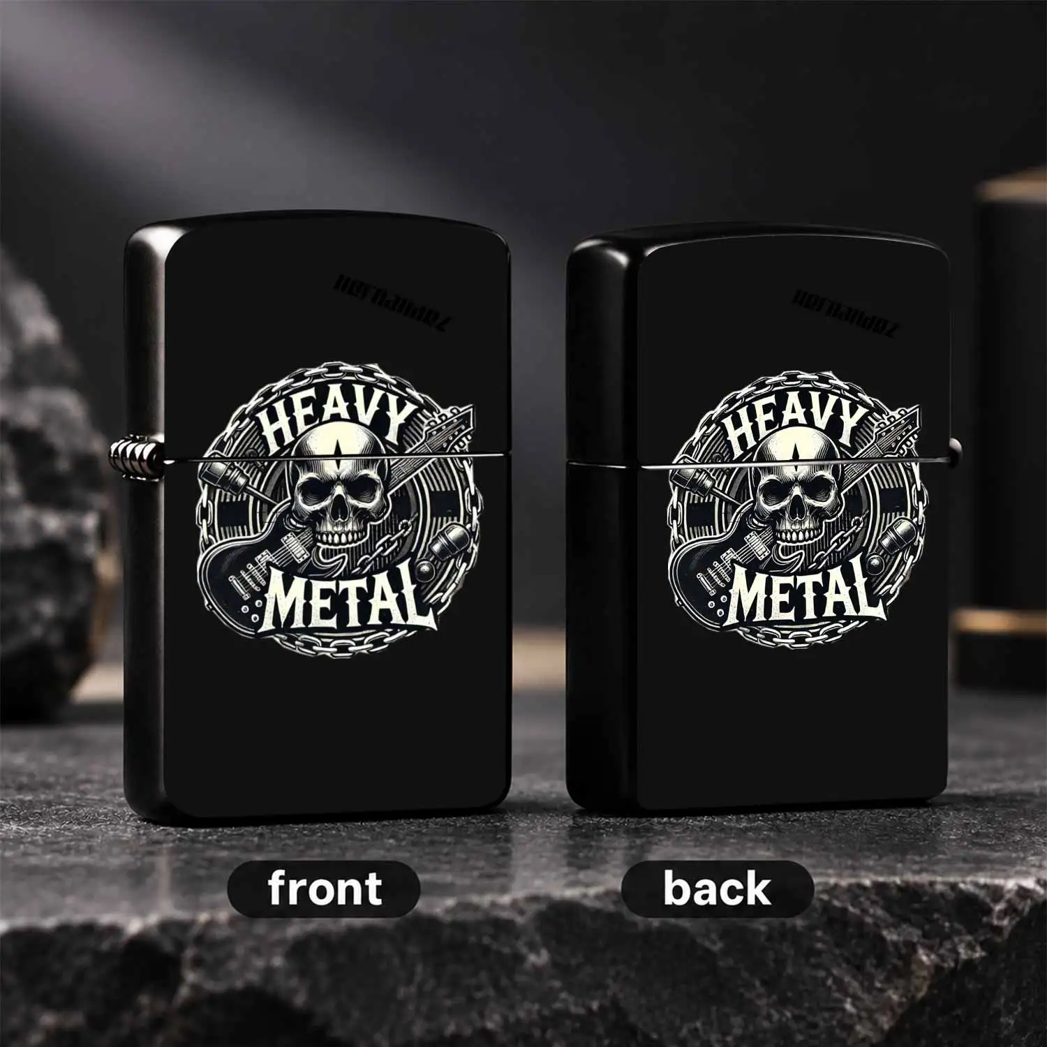 Vintage Heavy Themed Lighter Skull Guitar Pattern Decor Portable Igniter For Outdoor Camping Travel Daily Use Unique Stylish Gift For Rock Lovers Friends Family For Birthday Holiday Present A Humorous And Interesting Lighter