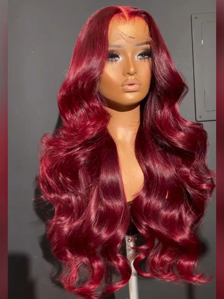 13x6 Lace Front Wigs Human Hair 200% Density 99j Burgundy Lace Front Wigs Human Hair 28 inch Body Wave Lace Front Wigs Brazilian