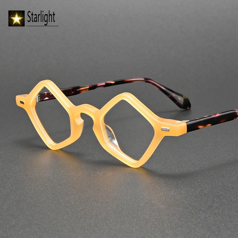 

Модные оправы для очков из ацетата с бриллиантами 2026 года, уникальные мужские и женские ретро-оправы для чтения, для коррекции близорукости, 140 мм