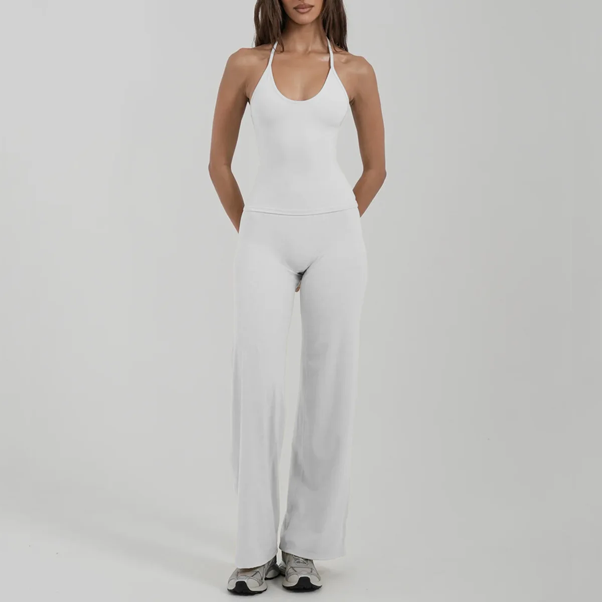 

Бесшовный комплект для йоги: воздушный, быстросохнущий, эластичный, для тренировок, с высокой талией, мягкий, удобный, сексуальный комплект из топа и леггинсов, спортивный костюм