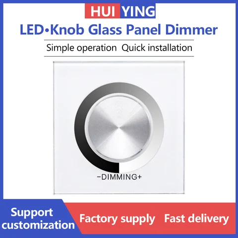 LED Dimmer DC12-24V 4A/CH LED Monochrome smart Knob Glass Panel Dimmer with Flame Retardant Wall Dimmer for Modern Interiors