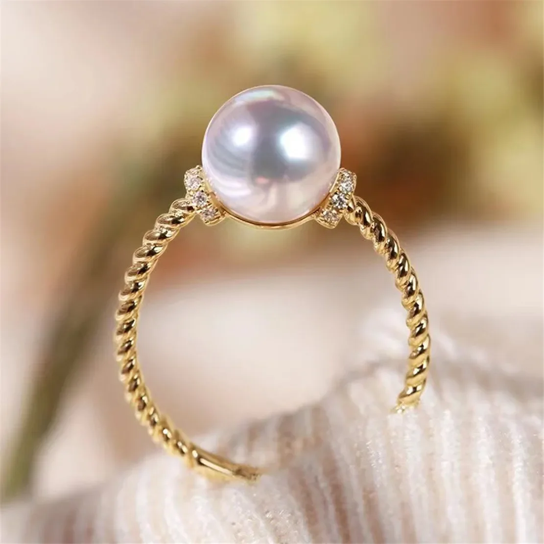 

925 Stamped Alloy Gold-Plating Adjustable Pearl Ring Holder DIY Jewelry Findings, Craft Supplies for Handmade Rings No Pearl