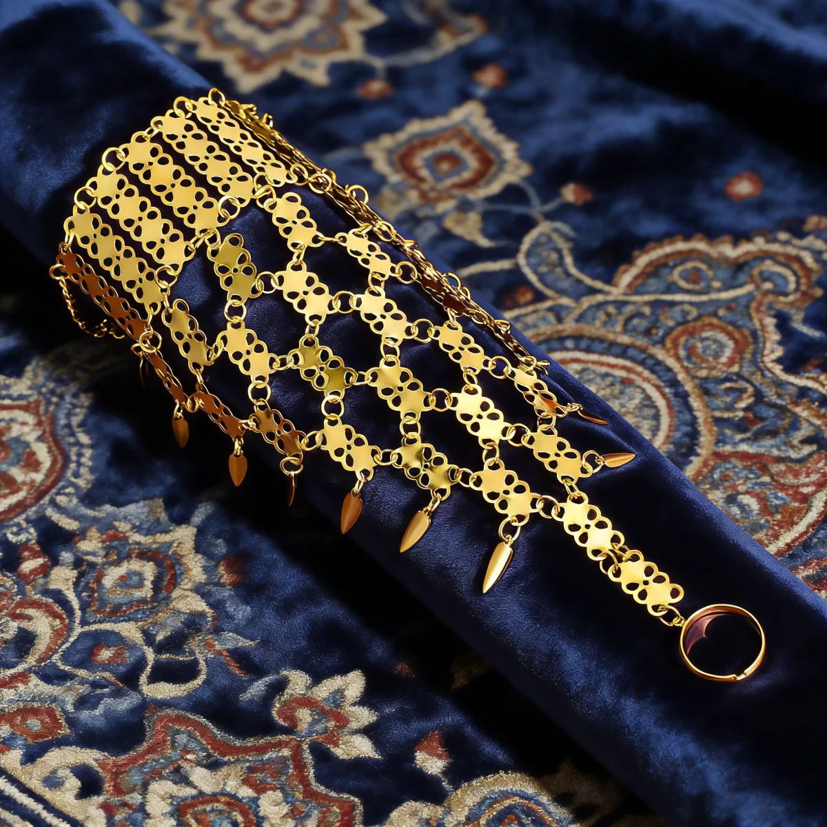 Fashionable Hollow Pattern Hand Back Chain Retro Tassel Fingerless Bracelet for Evening Dresses And Parties Stylish Accessory - view 2