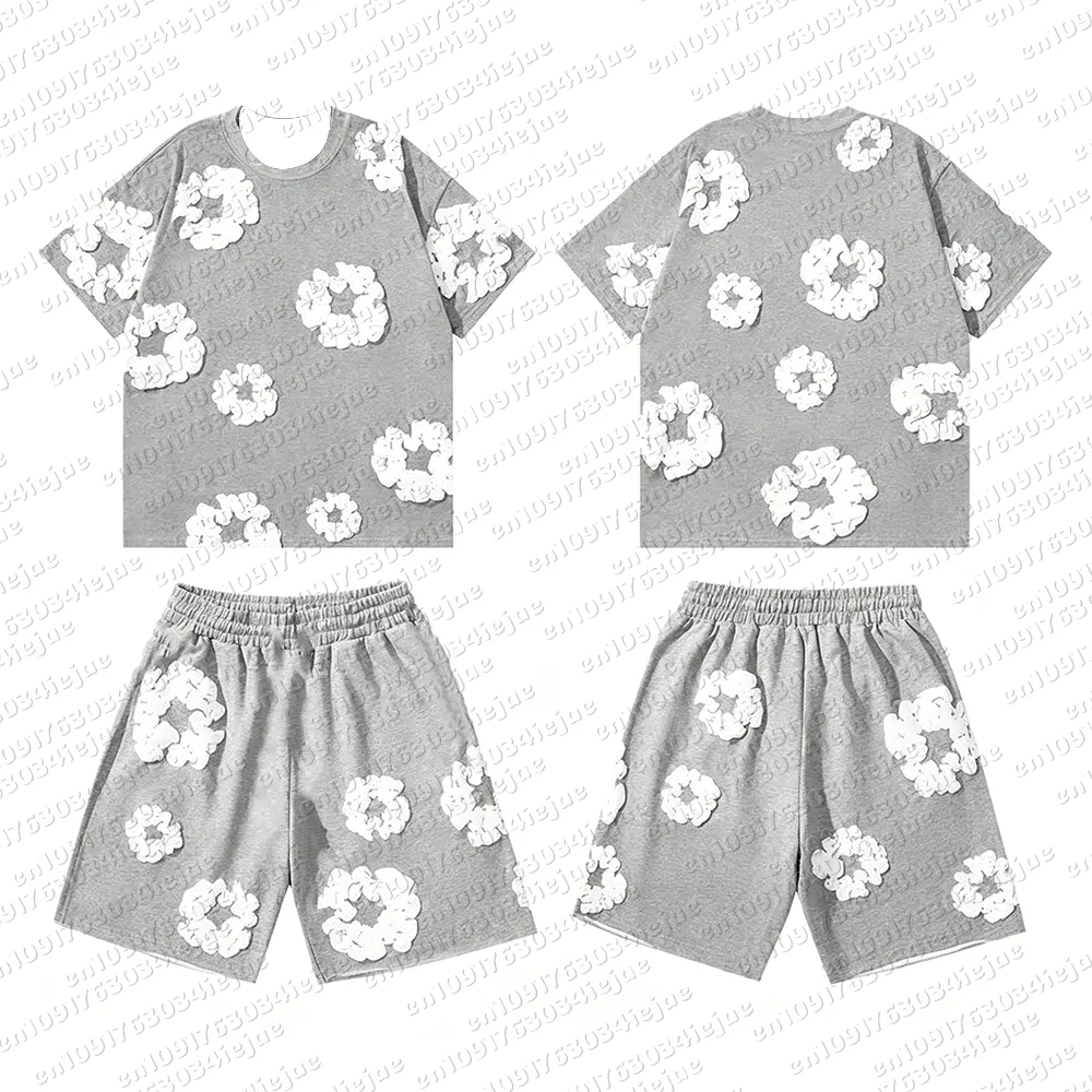 Sommer Hip-Hop-Set mit kurzen Ärmeln und Print, europäisch-amerikanische Mode, High-Street-Look, lockere Sportbekleidung, passend für die ganze Familie, auch für Kinder. – Detail 8
