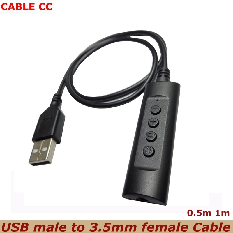 

USB Round Hole 3.5mm Headphone Microphone Two-in-one Controllable Switch Notebook Desktop Computer External Converter 0.5m/1m