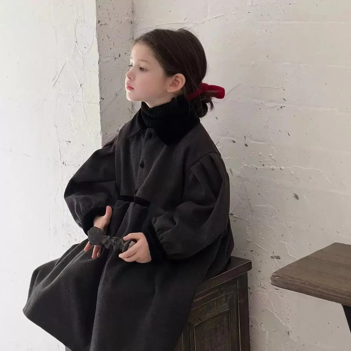 

Girls' Outerwear Fashion Version with Added Velvet and Thick Woolen Coat 2025 Winter Clothing New Style Cotton Jacket