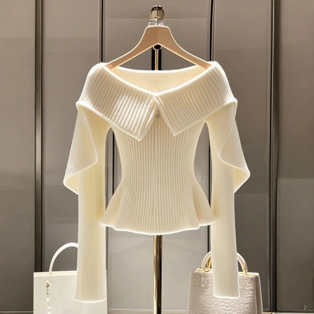 

Женский свитер с длинным рукавом и круглым вырезом, удобный свободный крой, осенний топ в простом стиле