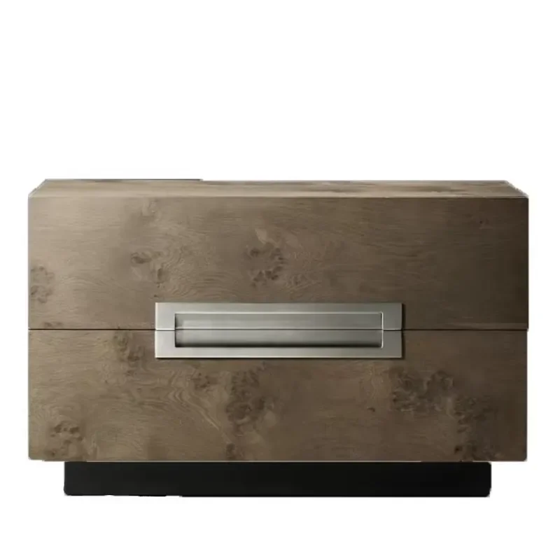 High Quality Modern Design Solid Wood Oak Smart Closed Nightstand Bedside Table