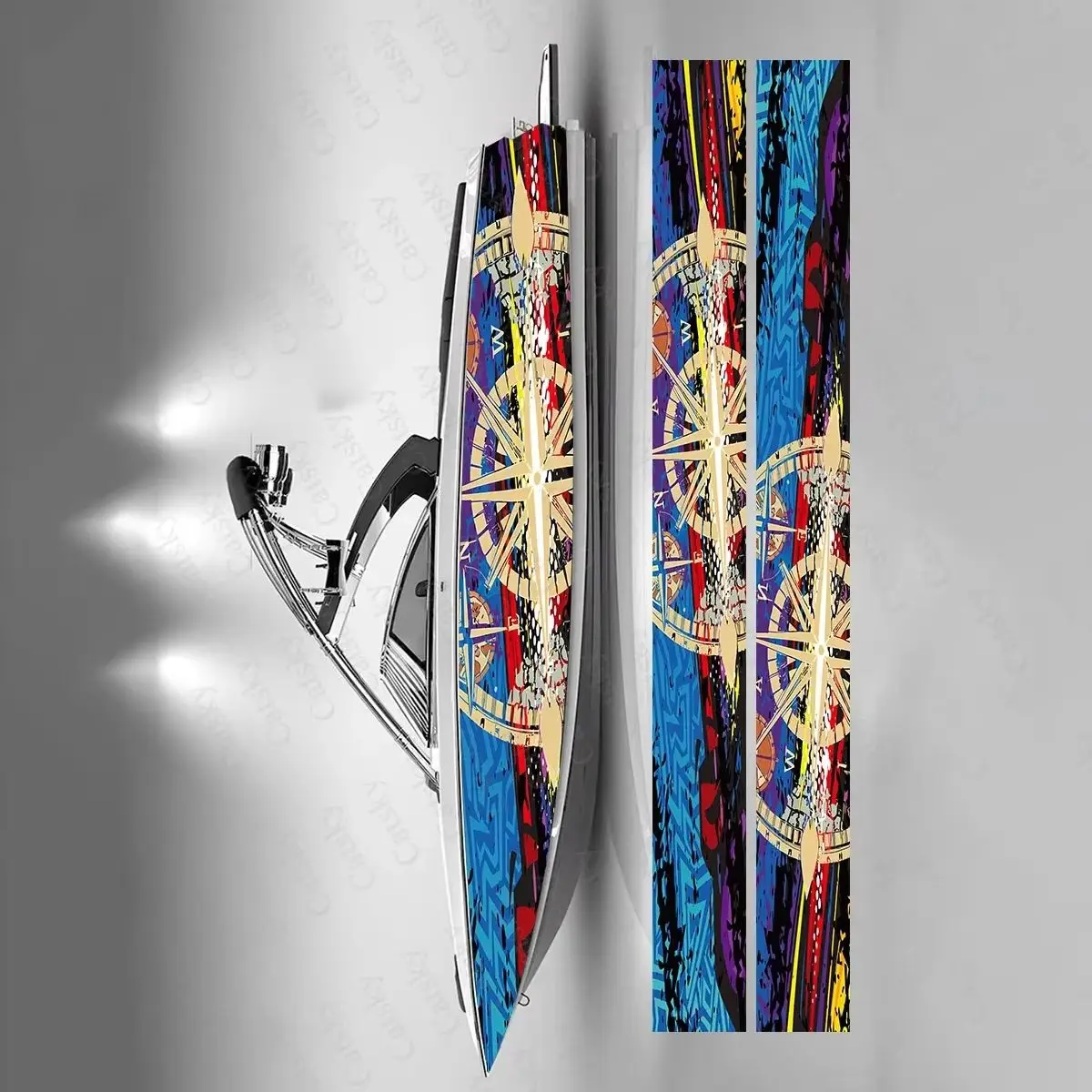 

Compass Colorful Boat Sticker Fashion Custom Fish Boat-Sticker Vinyl Waterproof Boat Wrap Graphic Boat Wrap Decal