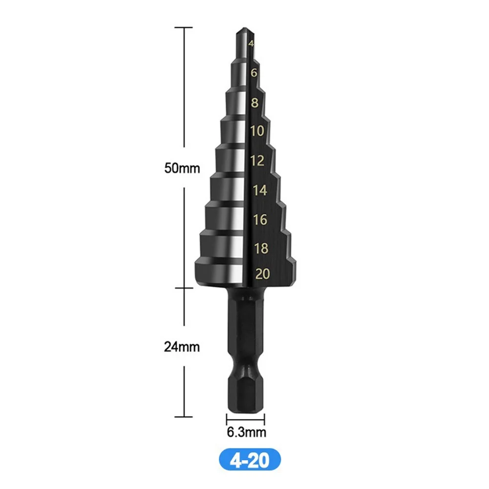 

4pcs Drill Bits Nitrogen Coated Straight Groove Step Drill Bits 3-12mm 4-12mm 4-20mm Hole Cutter Power Tool Accessories