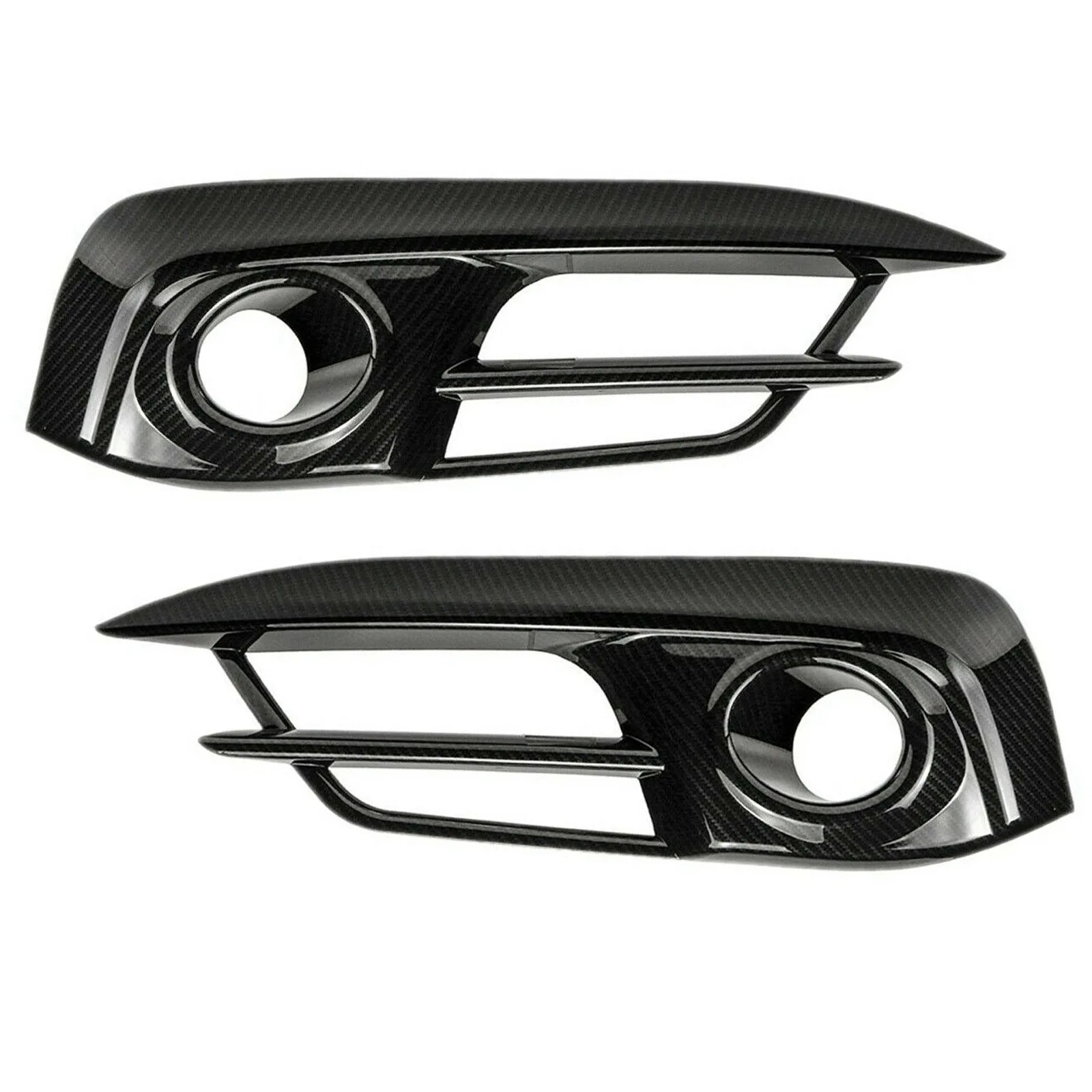 Front Bumper Fog Light Cover Trim Overlay Molding Fog Lamp Grille for Honda Civic 10Th 2016 2017 2018 Carbon Fiber Look
