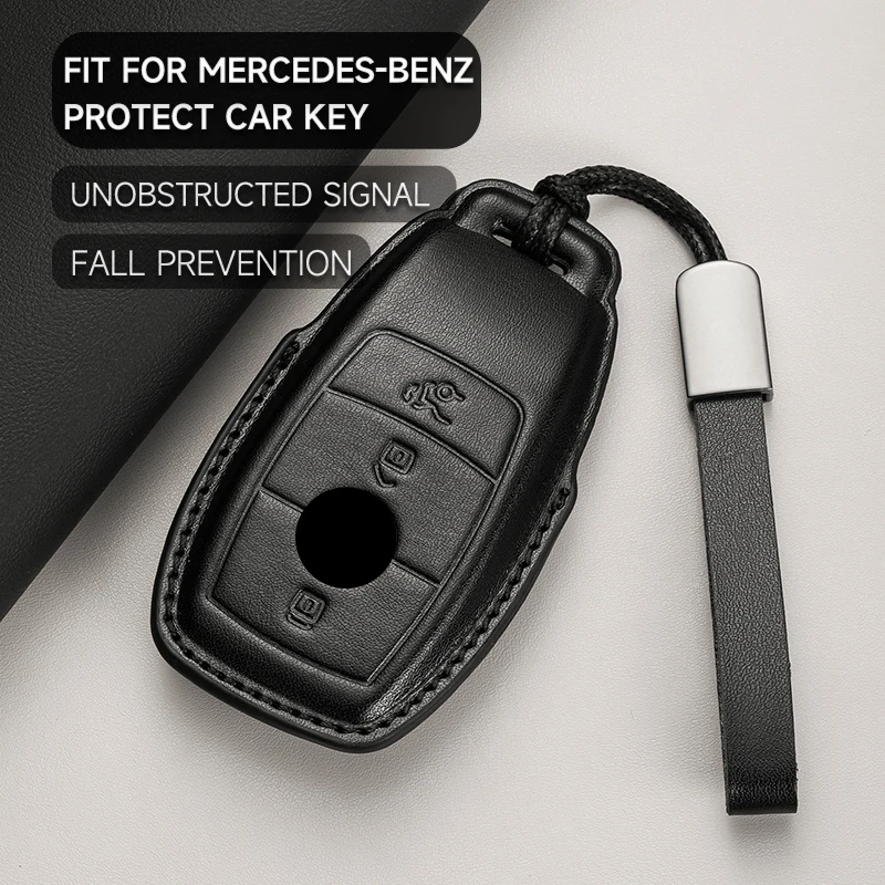

Leather Car Key Cover Case Protection Shell For Mercedes Benz A B C E S G Class GLB GLC GLE GLS W177 W213 W222 G63 E300 E200 AMG