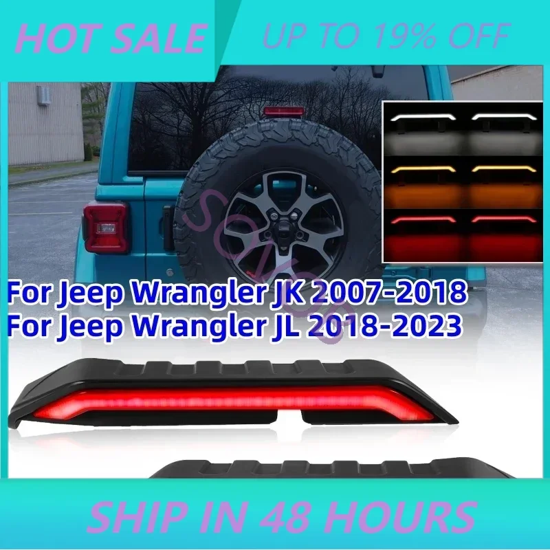 SOVOB 2Pcs/set Car Tail Lights Third Brake Light LED High Mount Brake Light For Jeep Wrangler JK 2007-2018/JL 2018-2023