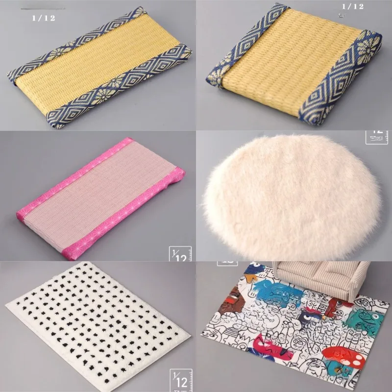 1/12 Scale Scene Accessories Tatami Floor Mat Simulated Plush/graffiti Carpet Model for Action Figures Doll Ornaments