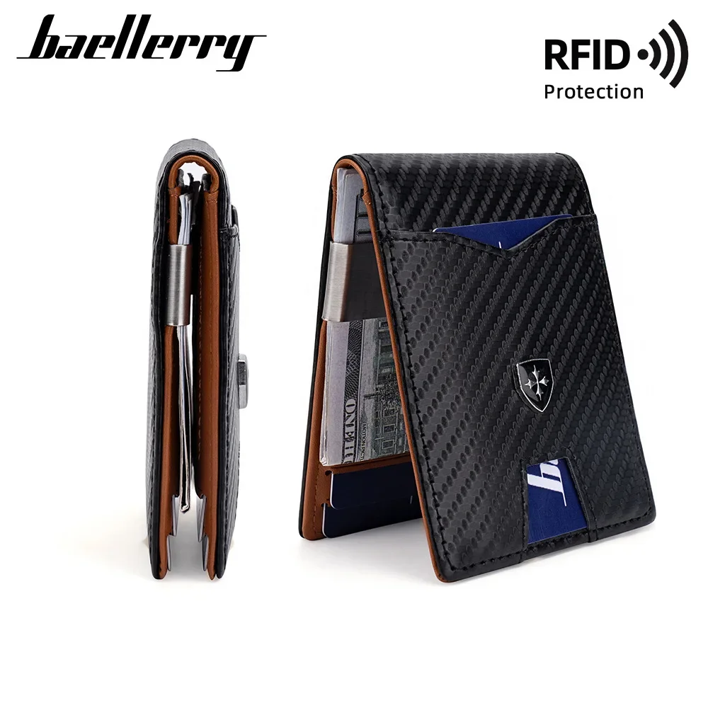 

Men's Card Bag New Baellerry European and American Simple Multi Card Position USD Clip RFID Anti Magnetic Thin Money Clip Men's