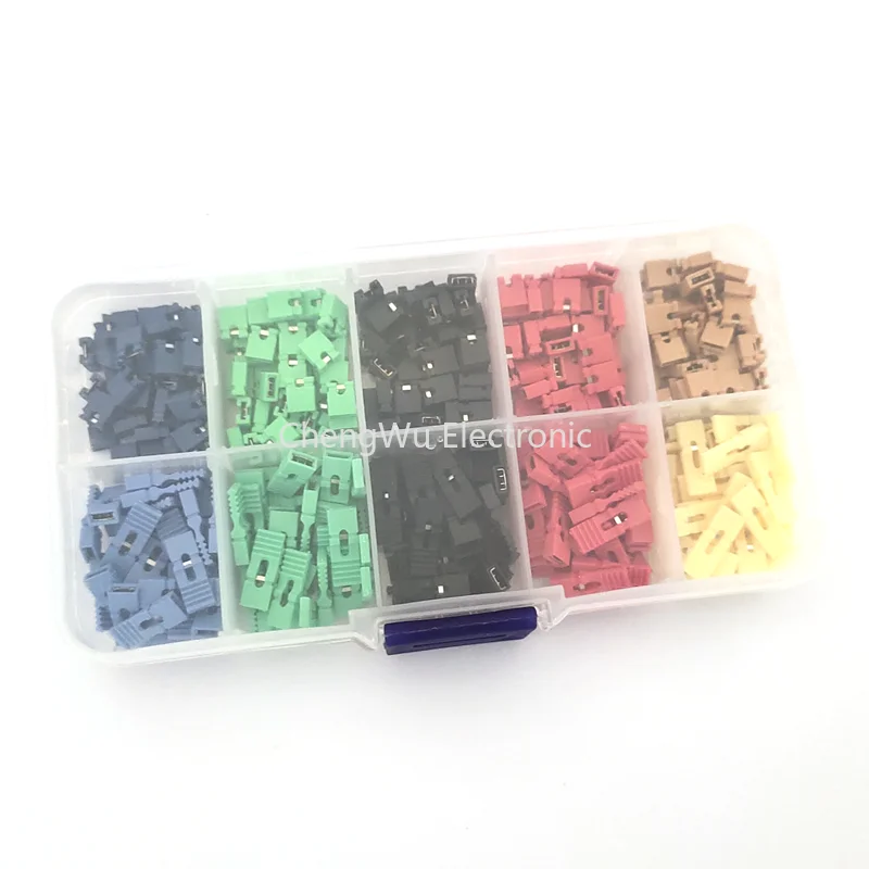 

200pcs Boxed Jumper Cap Short / Long Circuit Cap Spacing 2.54mm Black Blue Yellow Red Block Pin Connector Long Handle Cap