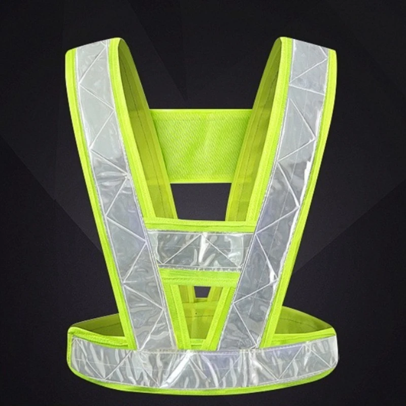 V-shaped Lattice High Visibility Reflective Safety Vest Harness Night Safety Gear for Running Traffic Sanitation