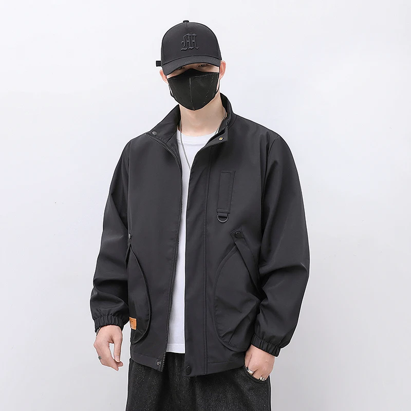 

2025 Men's Workwear Jacket Casual and Fashionable Multi Pocket Stand Up Collar Windproof Coat Mountaineering Waterproof Jacket