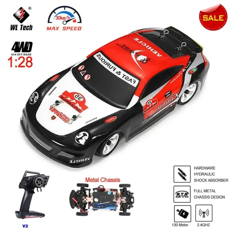 WLtoys K969 1:28 4WD 2.4G Mini RC Racing Car High Speed Off-Road Remote Control Drift Toys Alloy Vehicle for Children Kids Gift