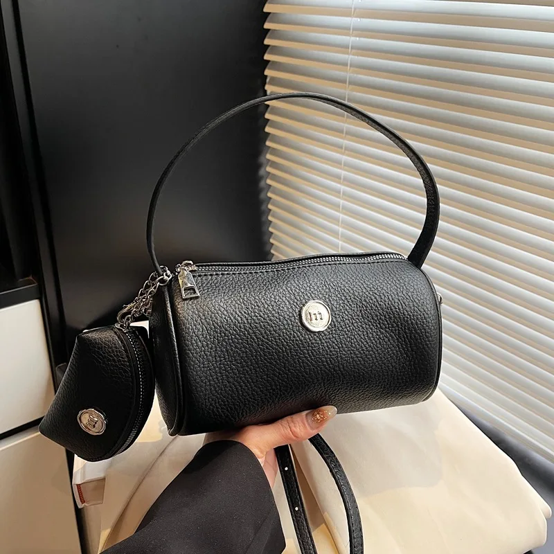 

2025 Women's Retro Cylinder Mom & Me Bag - Trendy Zipper Wallet, Compact Crossbody Shoulder Bag for Daily Outings