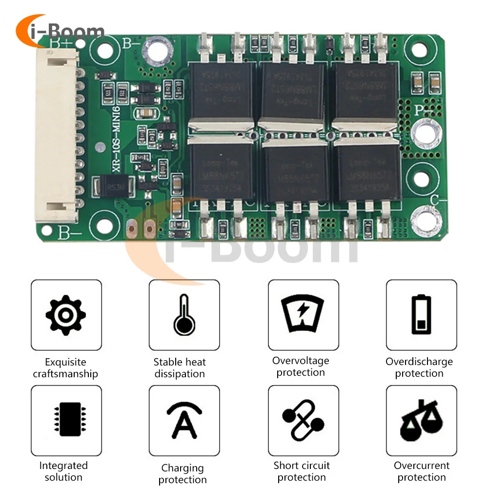 Moduł PCB ładowania akumulatora 10S 36V 20A 18650 płyta ochronna BMS dla akumulatora kwasowego trójskładnikowa z narzędziami do moc baterii równowagi