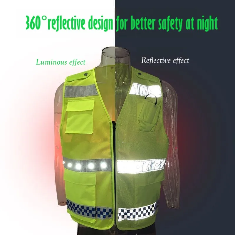 BA-C15 LED Flash Light Vest Road Traffic Safety Night Duty Warning High Light Reflection