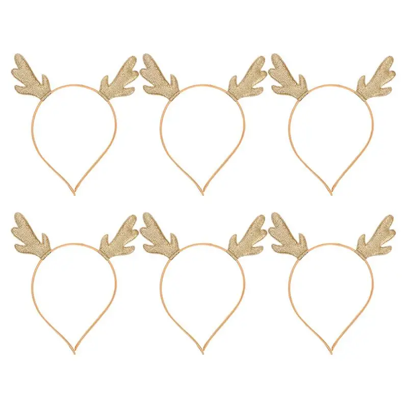 6pcs Christmas Deer Antlers Headbands Kids Adorable Headdress Hair Accessories