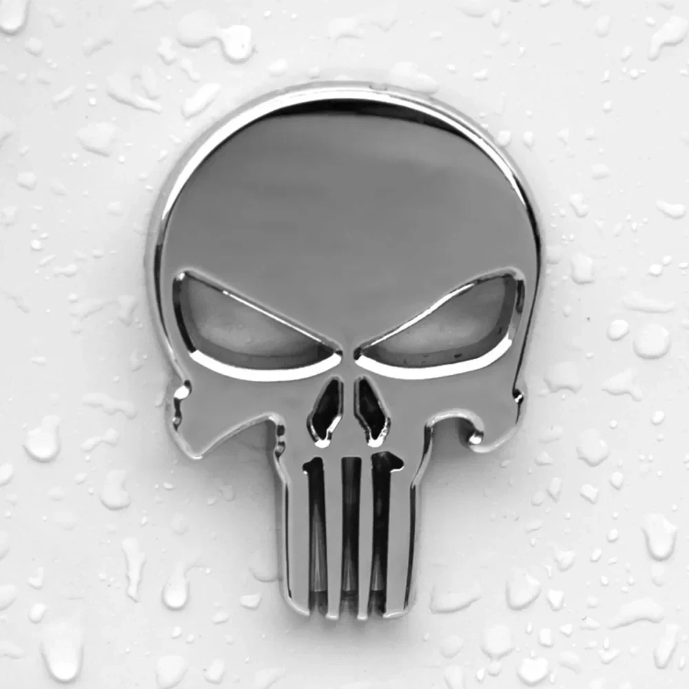 3D Metal Punisher Skull Logo Car Decals Emblem Badge Refit Fuel Tank Tail Side Trim Label Auto Front Back Trunk Body Sticker