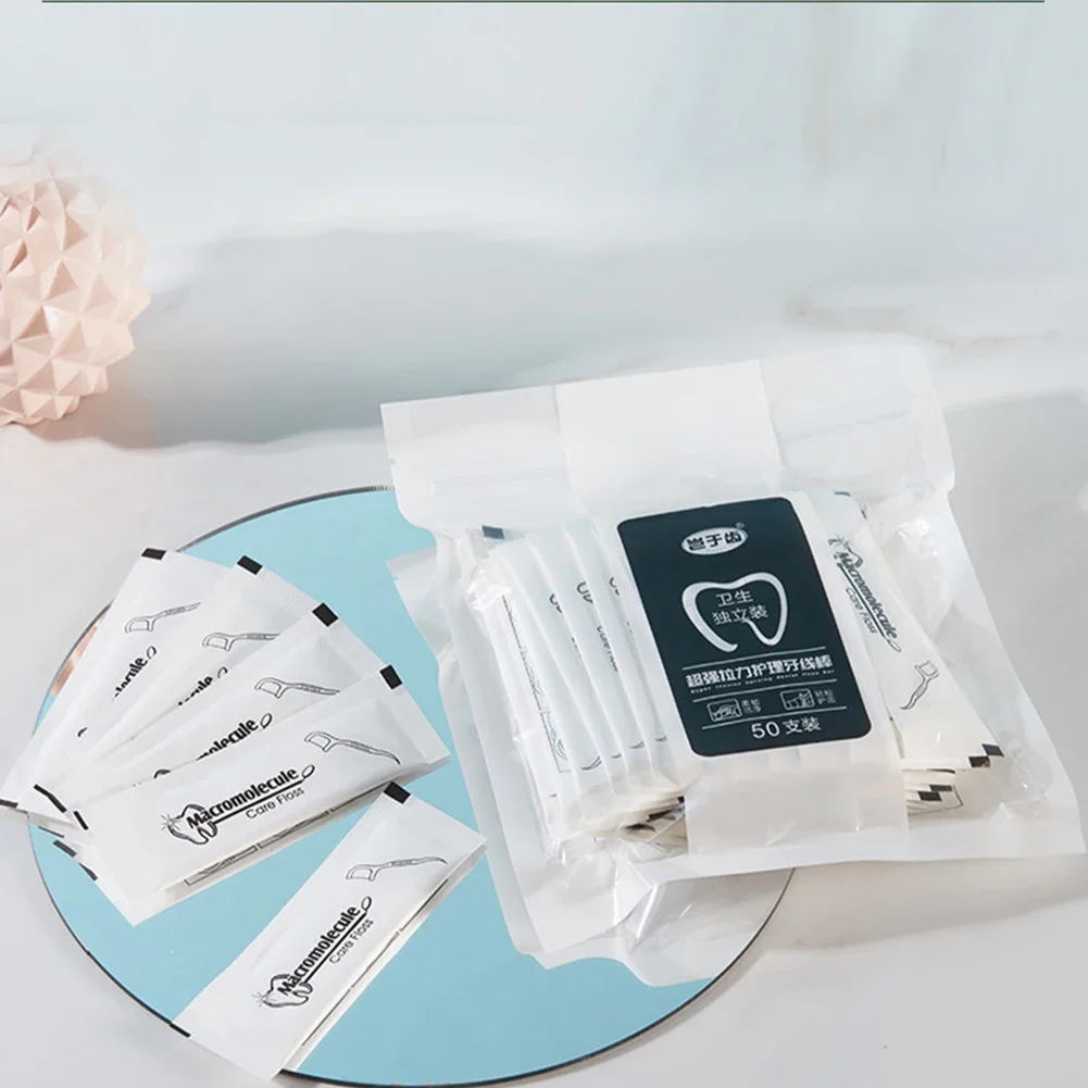 100Pcs/pack Individually Wrapped Dental Floss Hotel Travel Family Use Teeth Stain Cleaning Dental Flosser Oral Hygiene Toothpick