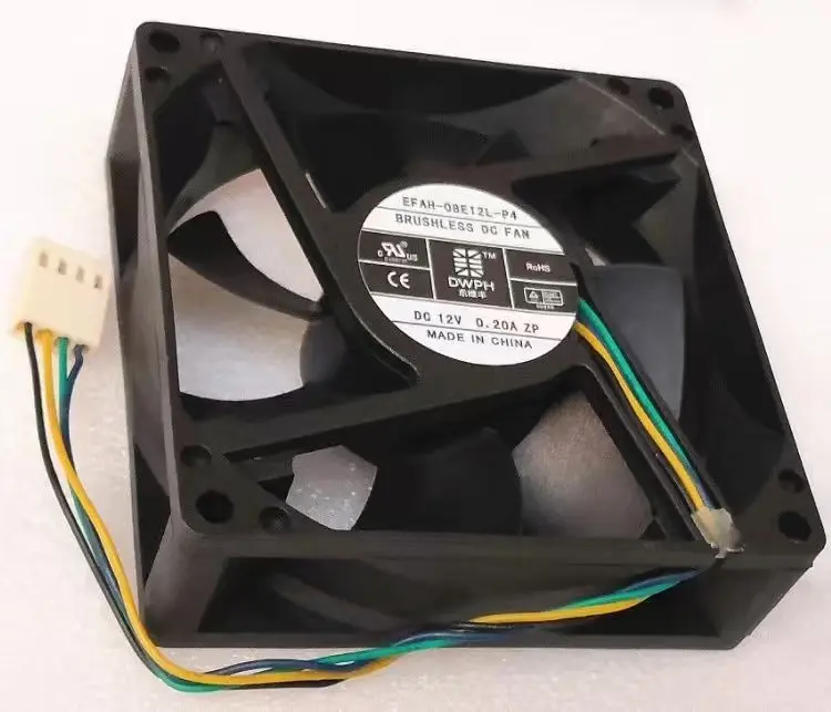 EFAH-08E12L-P4 80mm Fan 4-Wire PWM Cooling Fan, Hydraulic Bearing, 12V 0.20A, Speed ​​Range 800-2600 RPM