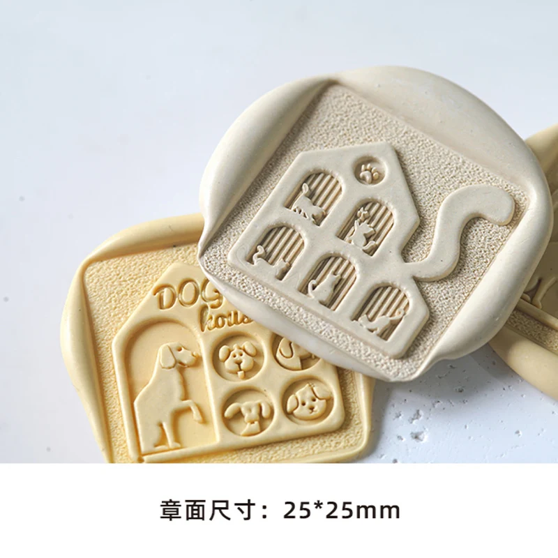 New Cute Cat Wax Seal Stamp Copper Head 3D Laser Relief Lovely Dog Brass Sealing Wax Stamp Toy For Scrapbook Wedding Invitation