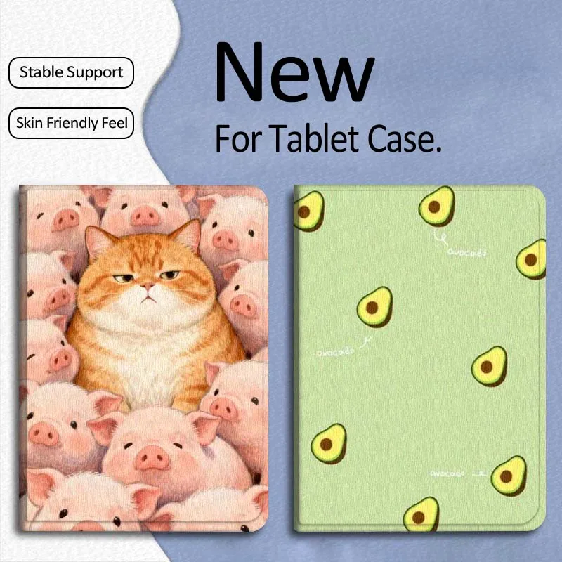 

Cartoon Avocado Cat Pig For Xiaomi Mi Pad Mini 4 5 6 7 SE Pro Plus Redmi Pad 2 SE 2025 8.8 11 Foldable Tablet Case Gift