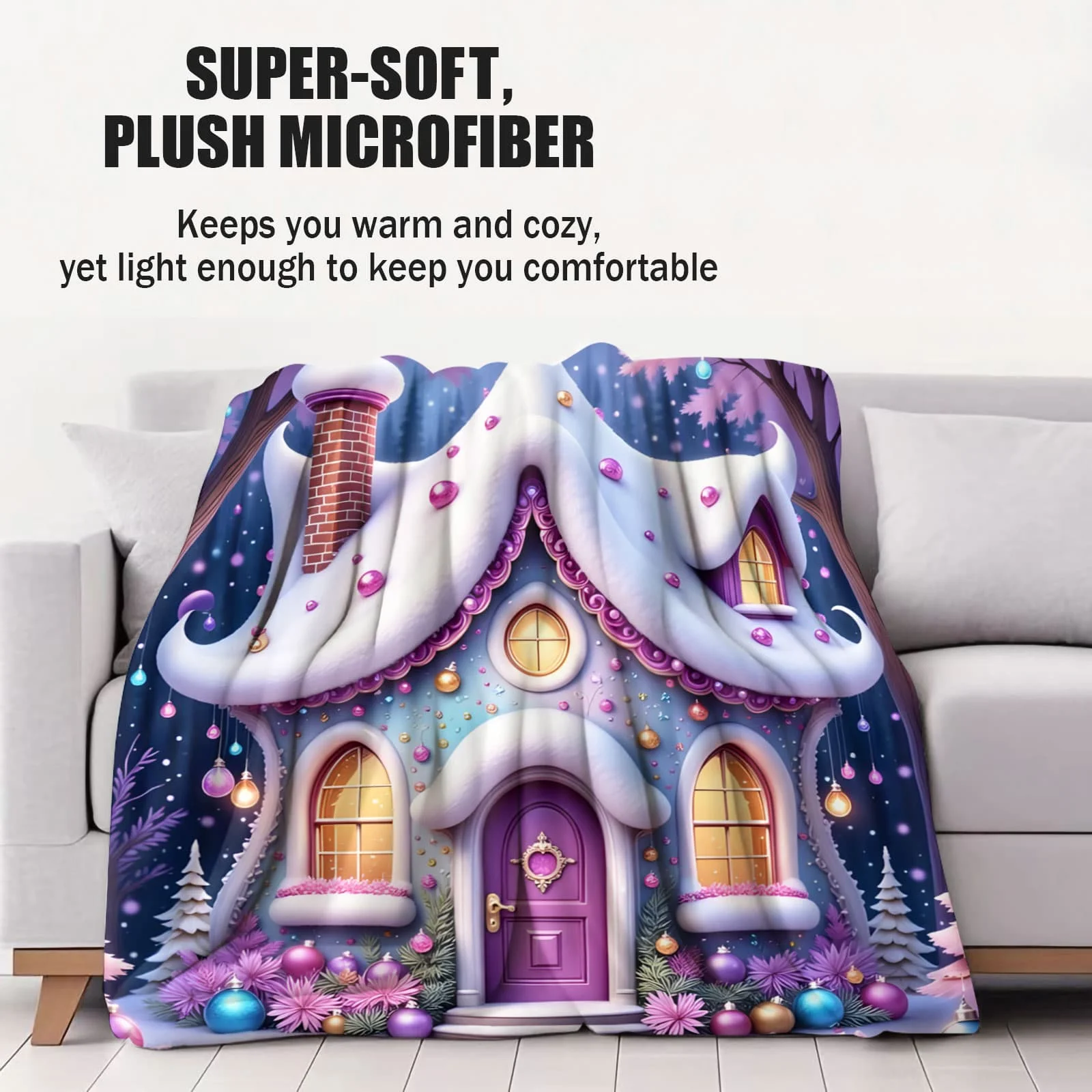 بطانية ثلج حمراء نابضة بالحياة وبطانية صوف على شكل قلعة كاندي مملكة الحلوى الملونة - رمي ناعم بطابع غريب الأطوار كهدية لديكور غرفة المعيشة