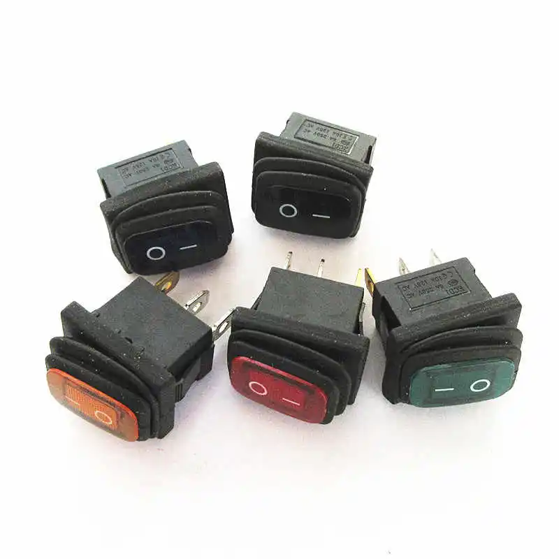 2pcs  KCD1 oil, dust, and water resistant boat type switch with  red with light, small square button, rocker panel,