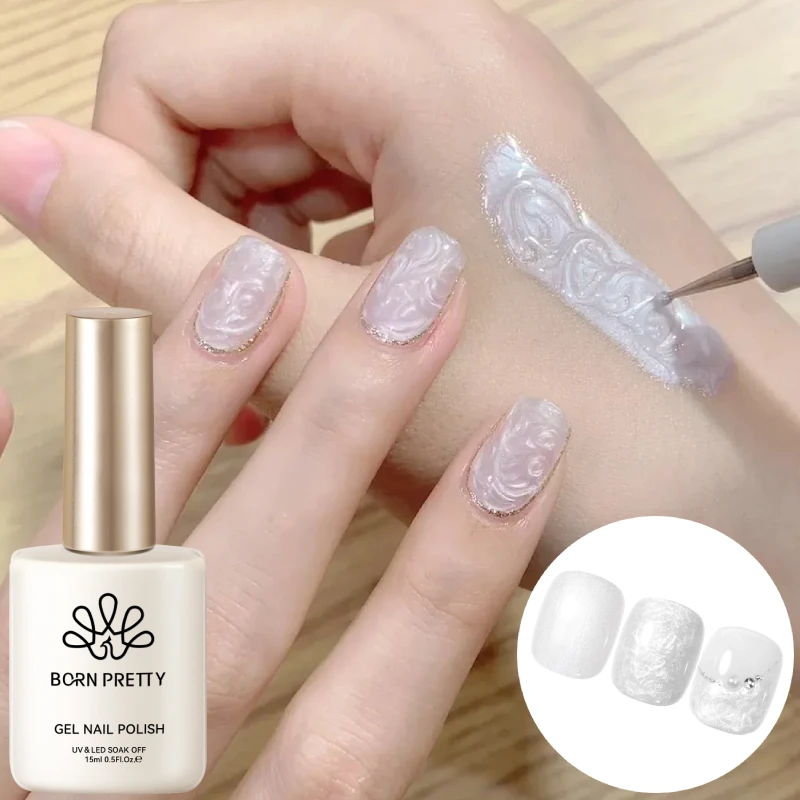 

BORN PRETTY 15ml Pearl White Thread Gel Nail Polish UV Soak Off Gel Varnish DIY Design All For Manicure Nail Art Salon Home