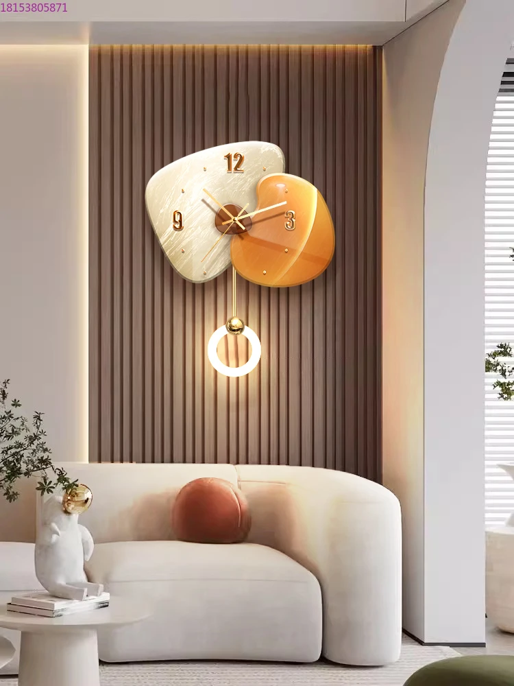 

Time comes and goes, living room clock hanging picture TV background wall luminous led