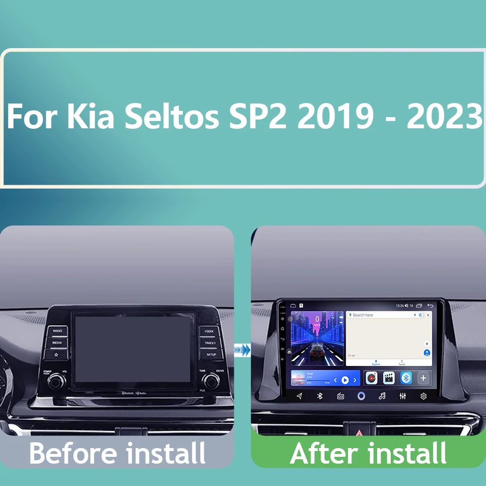 Беспроводной CarPlay 5G WIFI для Kia Seltos SP2 2019-2023 Android 15 Автомобильный радиоприемник GPS-навигация Мультимедиа Стерео Сенсорный экран