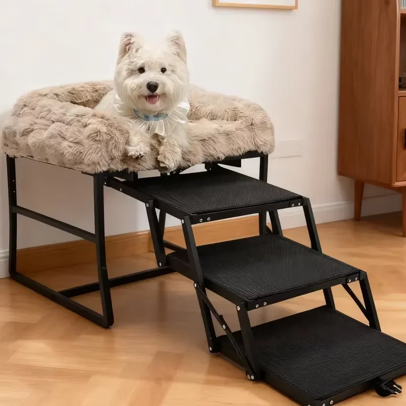 Detachable Dog Ramp for Bed Sturdy Pet Ladder Platform with Cushion Eco Friendly Steps for Small Dogs and Cats Indoor