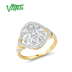 VISTOSO Genuine 14K 585 Yellow Gold Ring For Women Sparkling Diamond Wedding Engagement Teardrop Ring Bridal Luxury Fine Jewelry