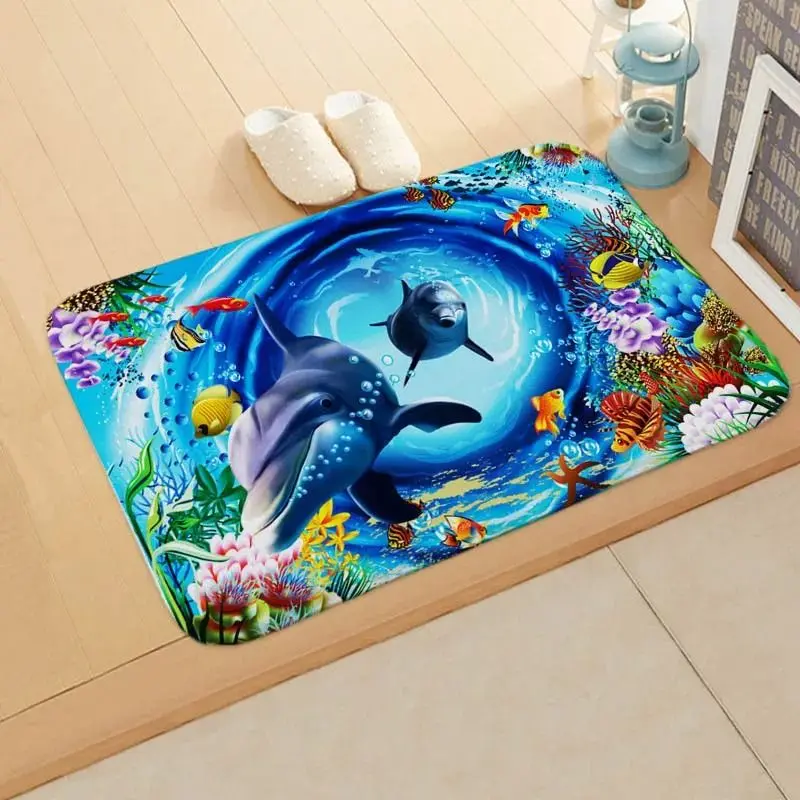 Sea Ocean Print Welcome Doormat Non-slip Easy To Clean Rug Wrinkle-Resistant Mat Washroom Entrance Decorative Washable Carpet