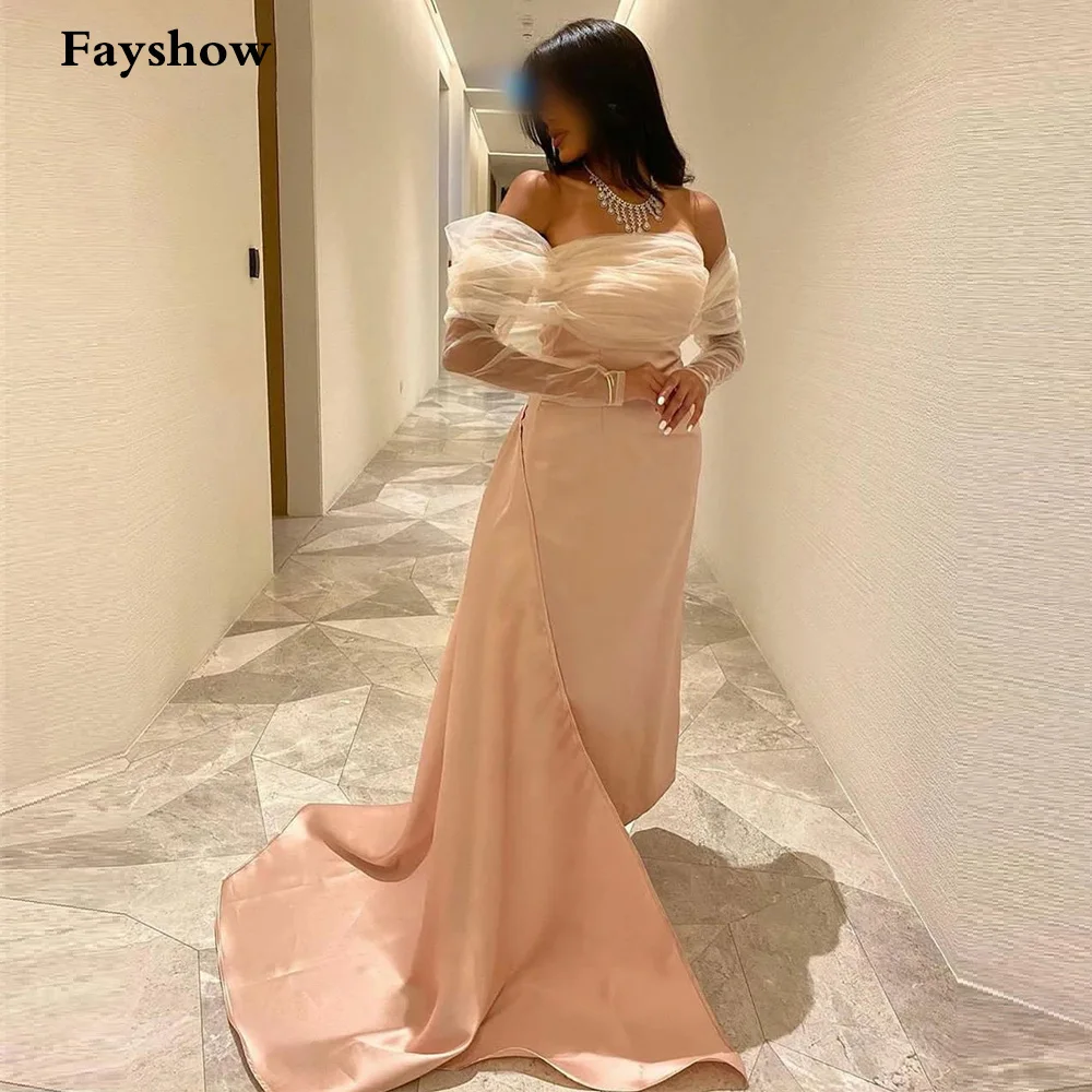 2023 Strapless Prom Toga Satijn Gelegenheid Jurken Party Vestidos Womens Elegant Uit De Schouder Ruches Lange Avondjurk