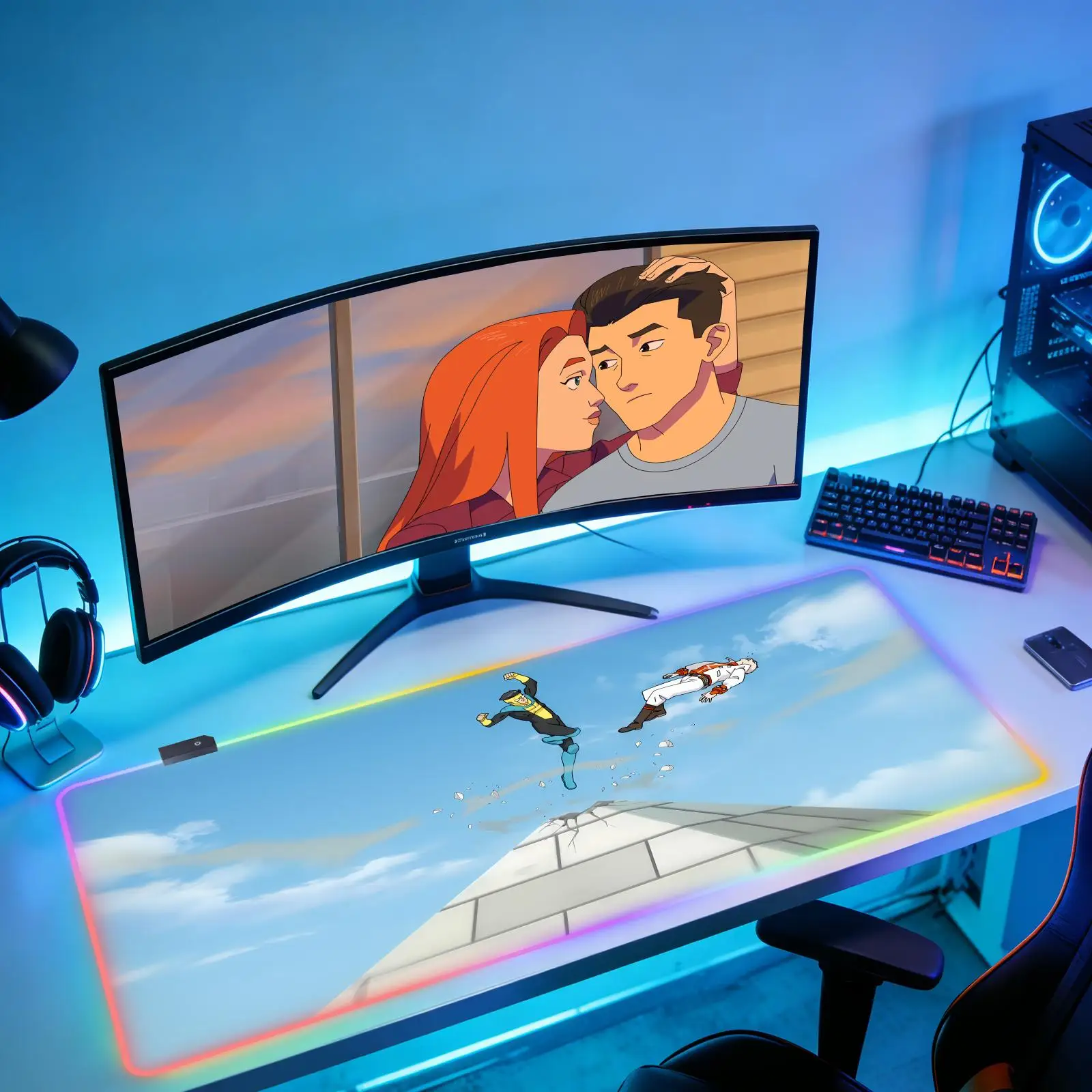 

Invincible New rgb Computer Home Mousepad XXL Desk Mats Natural Rubber Office Anti Slip Gaming Accessories pad