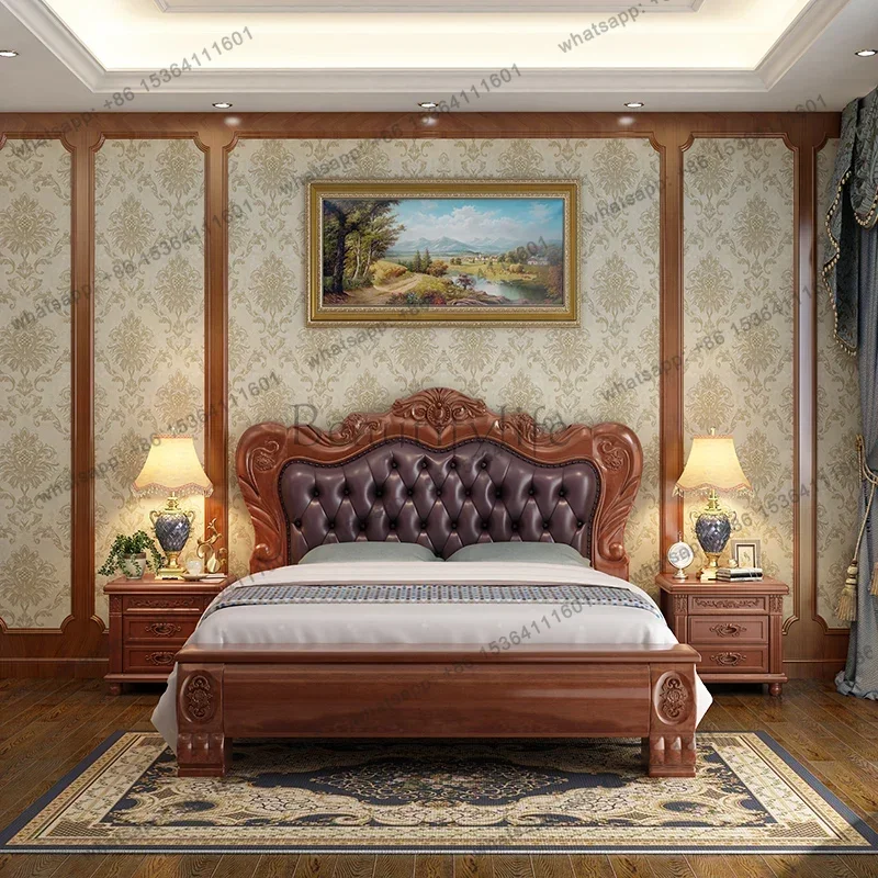 American Style Confortable Bed Apartment Design Aesthetics Frame Organizer Bed Nordic High End Quality Cama De Casal Furniture