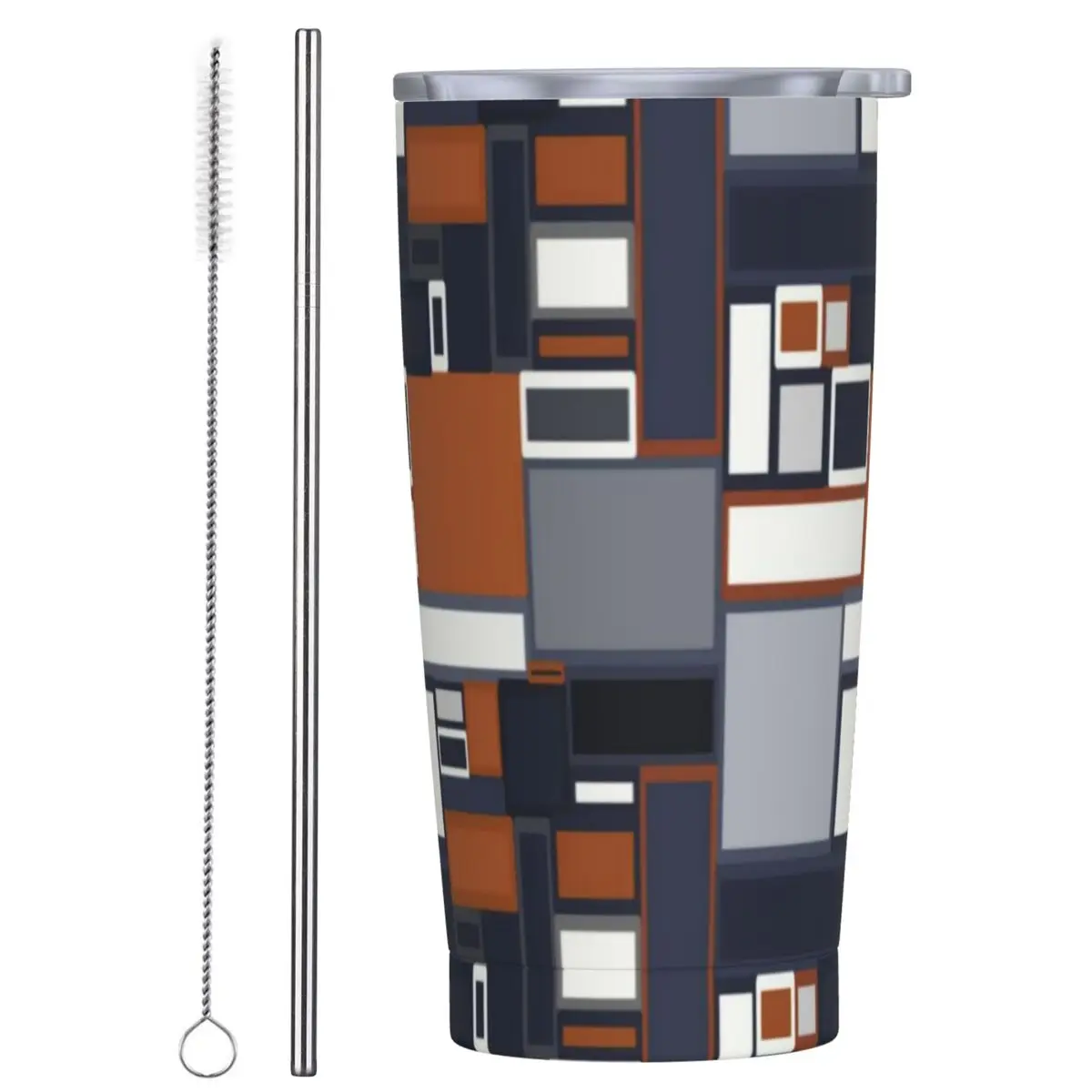 

Stainless Steel Tumbler Mid Century Modern Thermal Cups Geometry Print Leakproof Cold Drink Mugs Cup Travel Graphic Water Bottle