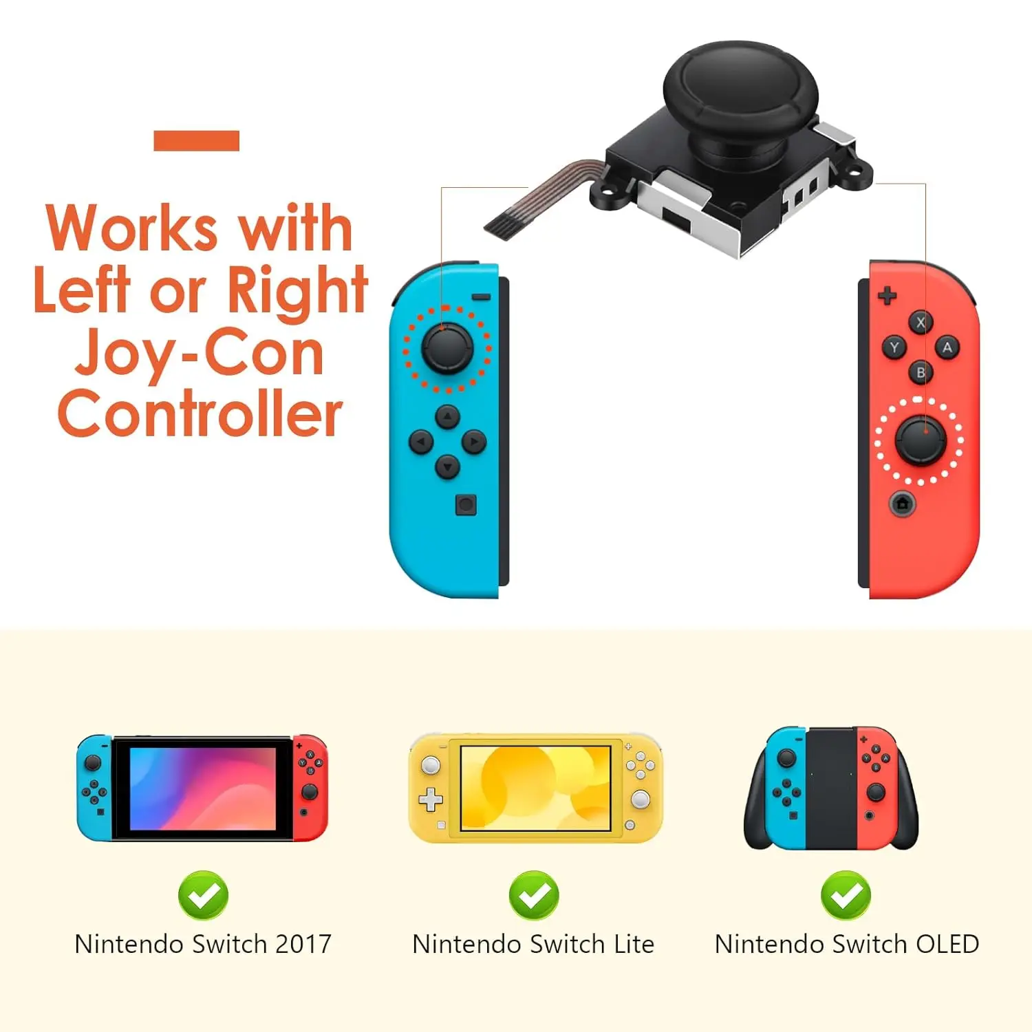 لنينتندو سويتش استبدال عصا التحكم الأصلية ثلاثية الأبعاد التناظرية متحكم الإبهام عصا ل سويتش لايت Joycon تحكم أداة إصلاح #3