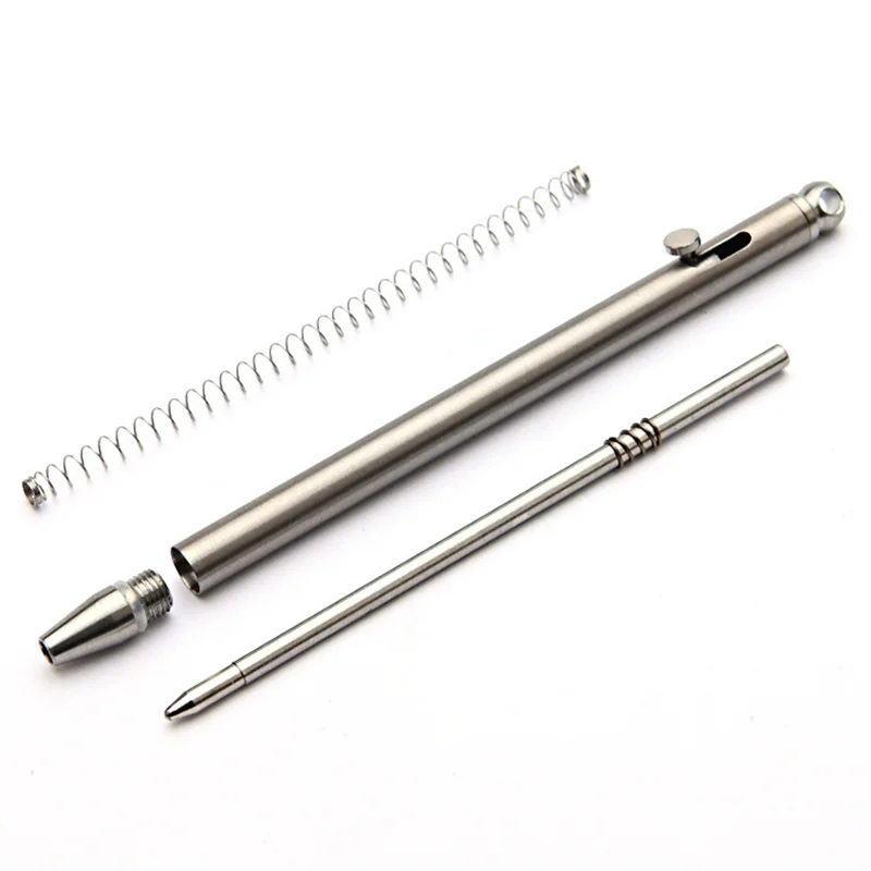 AB53 Penna portachiavi portatile Penna a sfera portatile in metallo per viaggi per firma ospite Titanio grigio