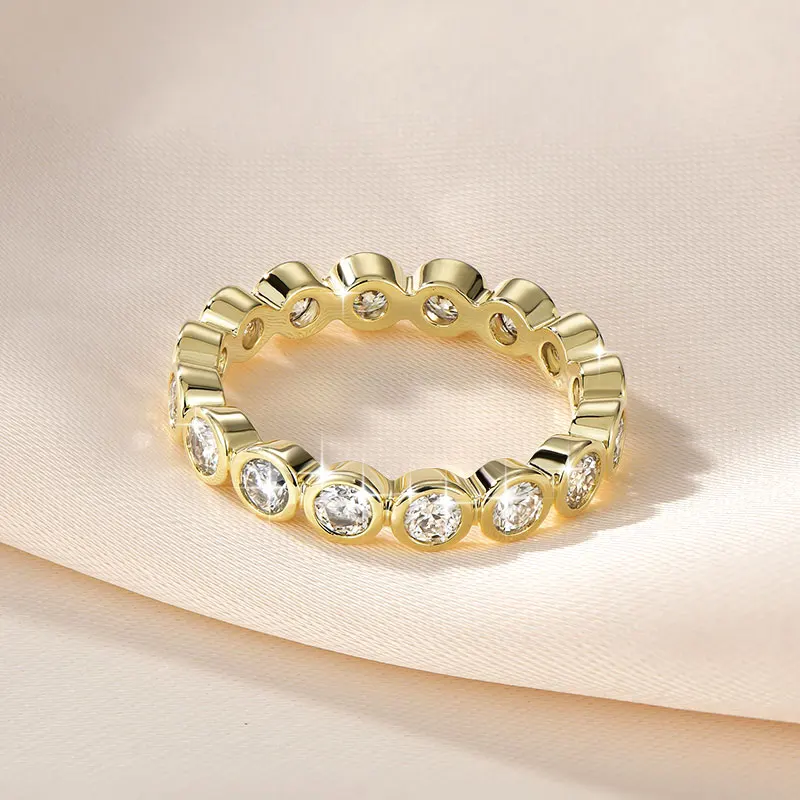 Lnkry 3 mm großer Moissanit-Ewigkeitsring mit GRA-Zertifikat für Damen, 14 Karat Gold gefüllte Ringe, exquisites Schmuckgeschenk – Detail 4